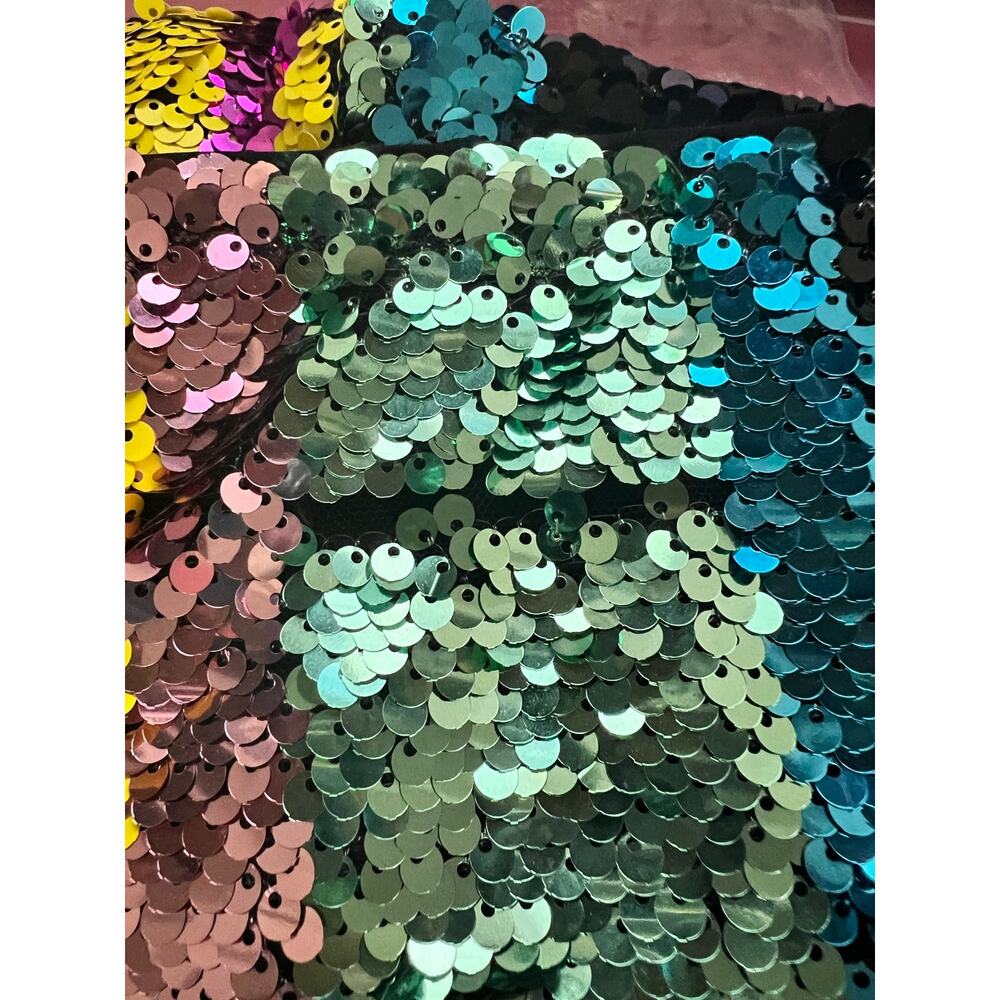 Zara Striped Sequin Midi Skirt in Teal, Yellow, Purple, Black - Picture 9 of 9